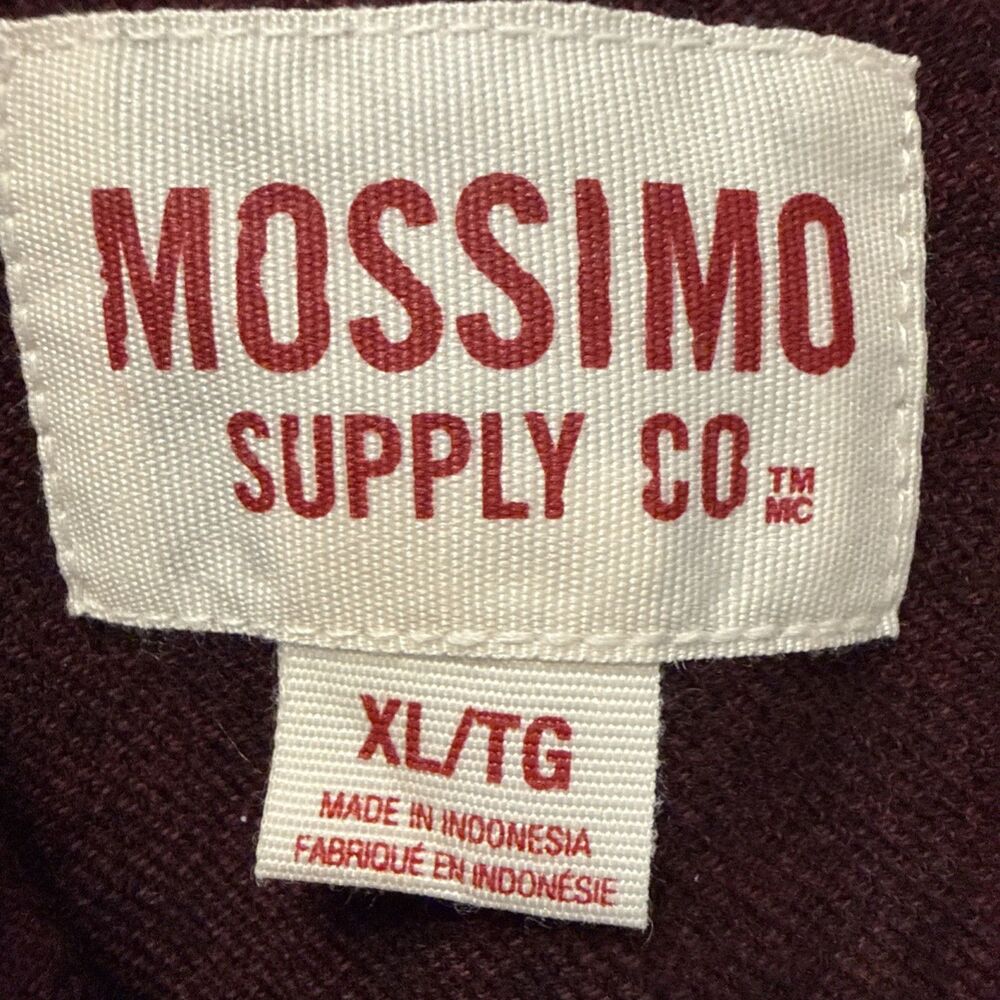 Mossimo Mens XL Flannel Shirt Maroon Burgundy Solid Long Sleeve Button Cotton - Picture 10 of 10